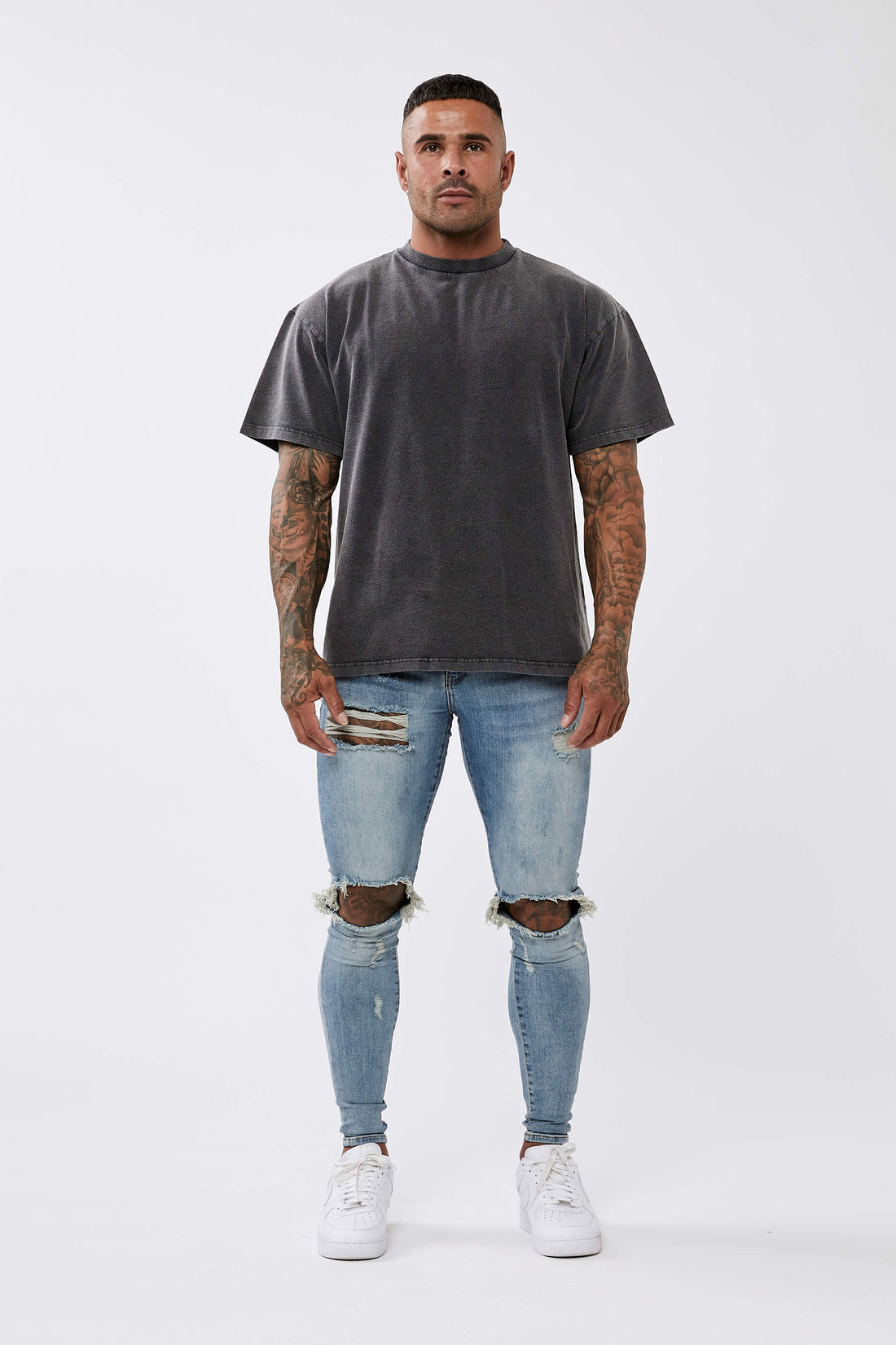 Legend London LEGEND* BASICS OVERSIZED T-SHIRT - WASHED GREY
