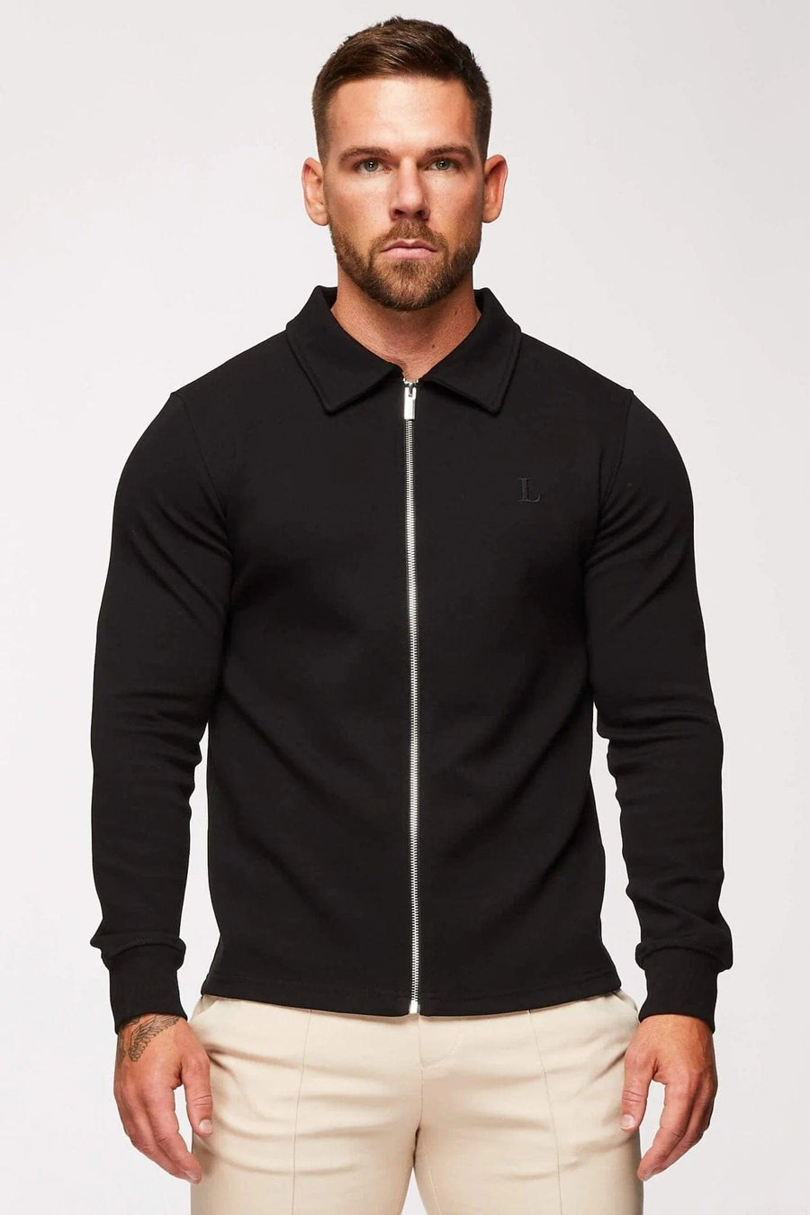 Legend London Polo CORE POLO ZIP THROUGH SHIRT - BLACK