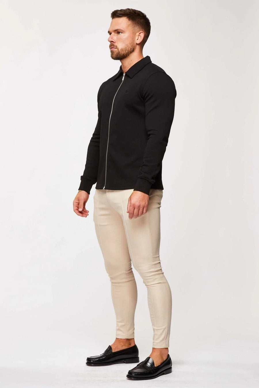 Legend London Polo CORE POLO ZIP THROUGH SHIRT - BLACK