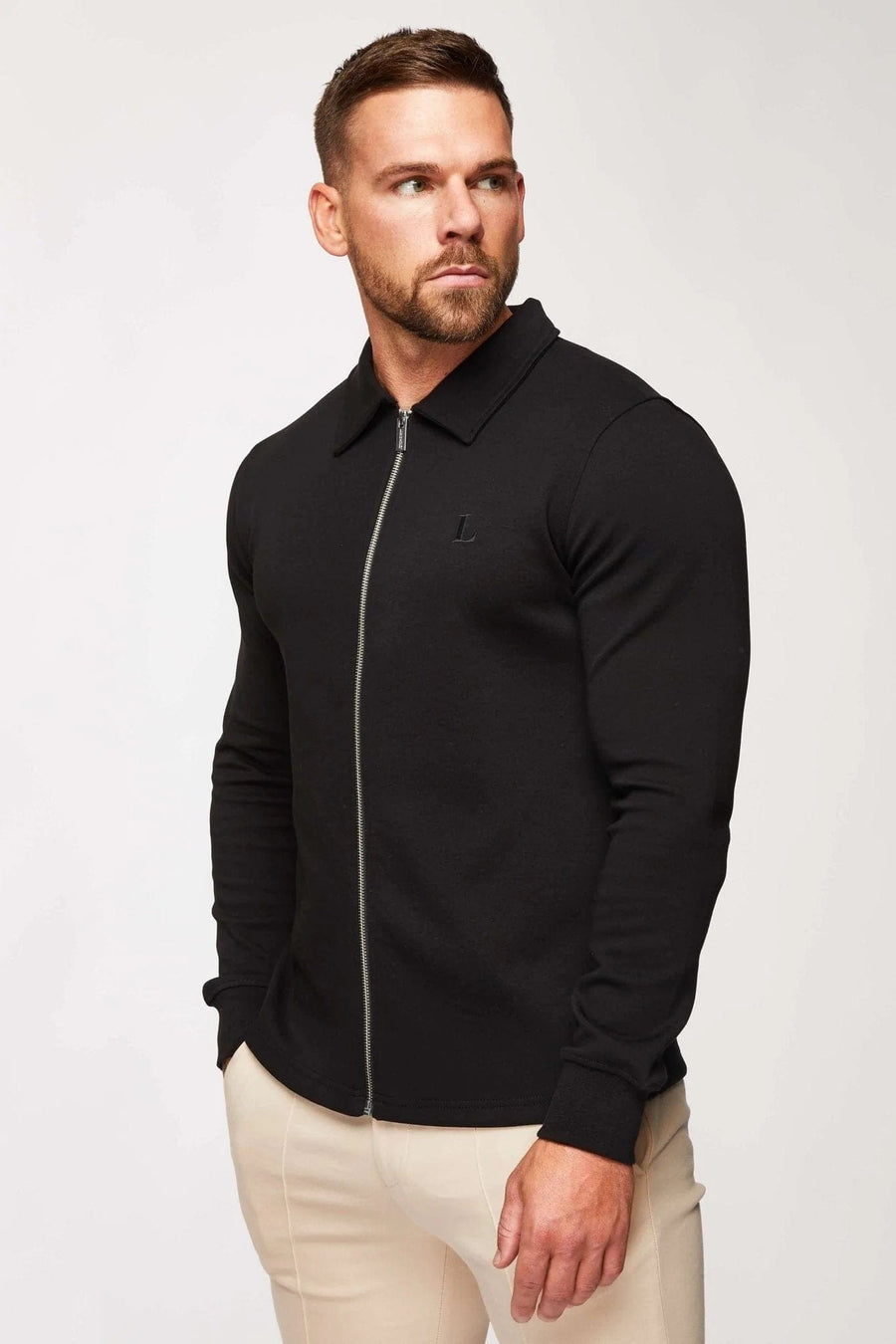 Legend London Polo CORE POLO ZIP THROUGH SHIRT - BLACK