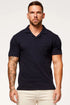 Legend London Polo JACQUARD REVERE COLLAR POLO - NAVY