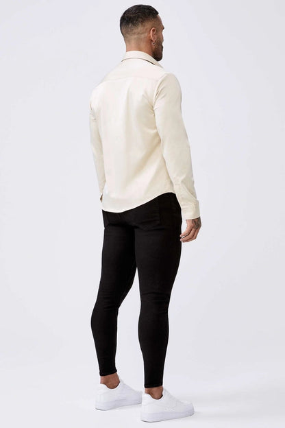 Legend London Shirts Long Sleeve Satin Shirt – Champagne
