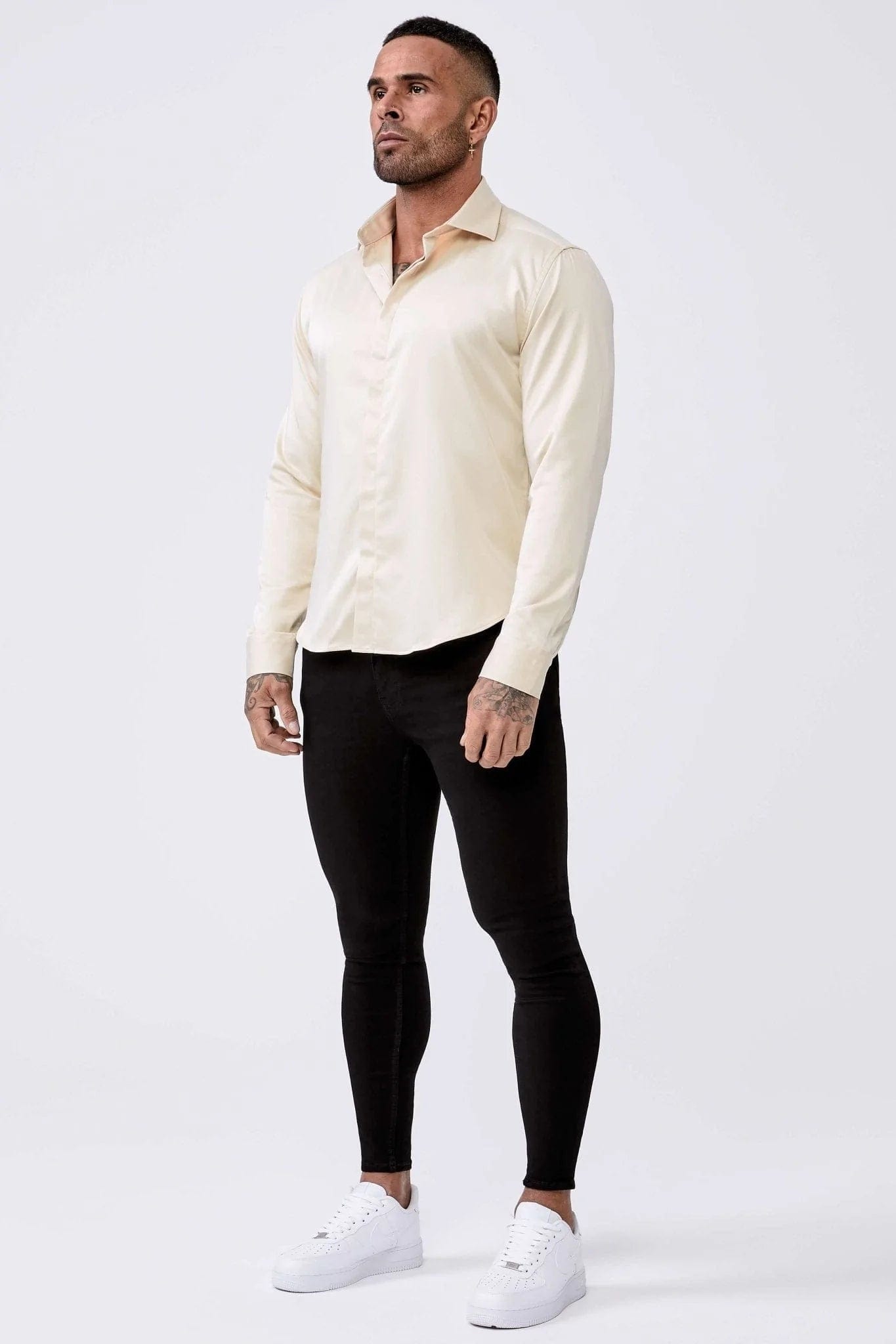 Legend London Shirts Long Sleeve Satin Shirt – Champagne
