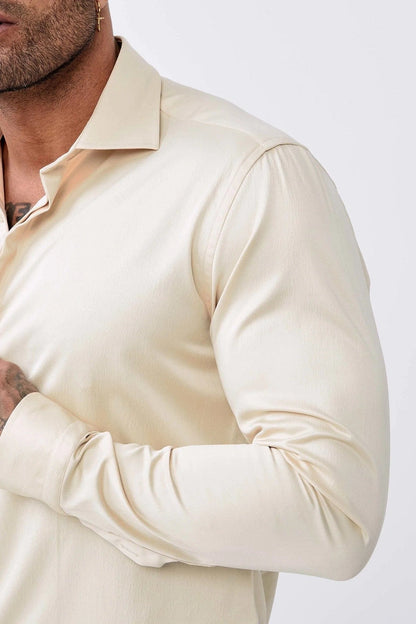 Legend London Shirts Long Sleeve Satin Shirt – Champagne