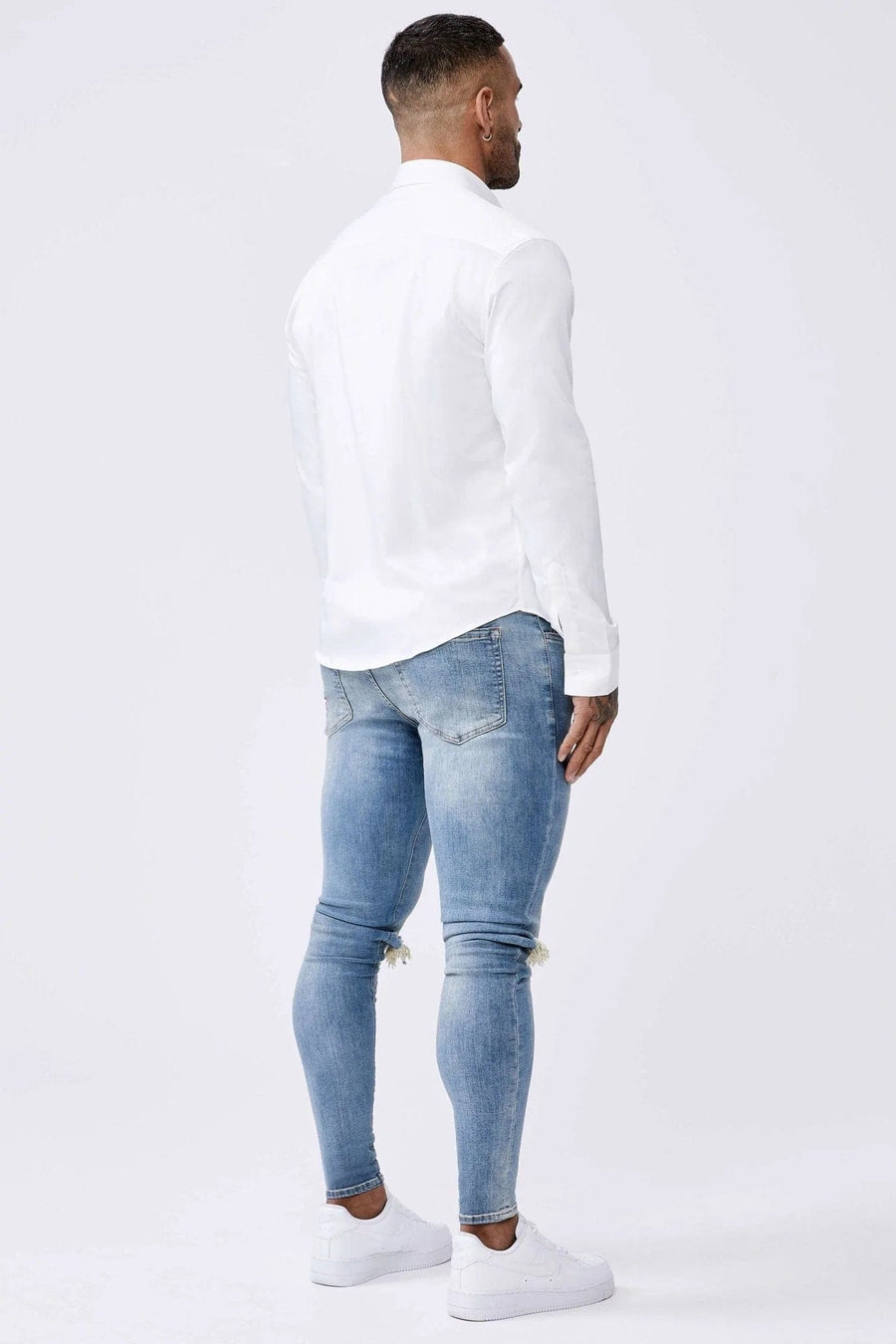 Legend London Shirts Long Sleeve Satin Shirt – White