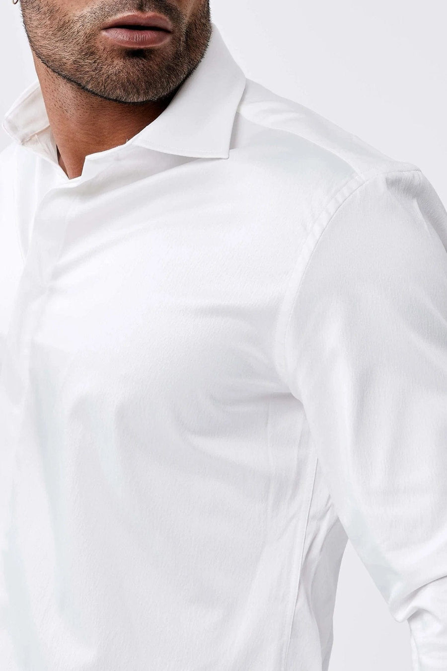 Legend London Shirts Long Sleeve Satin Shirt – White