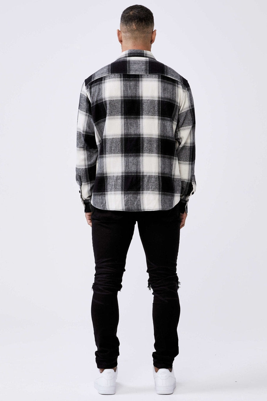 Legend London Shirts PLAID FLANNEL - BLACK & WHITE