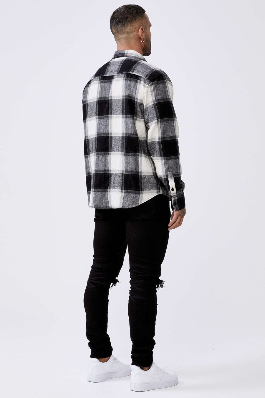 Legend London Shirts PLAID FLANNEL - BLACK & WHITE