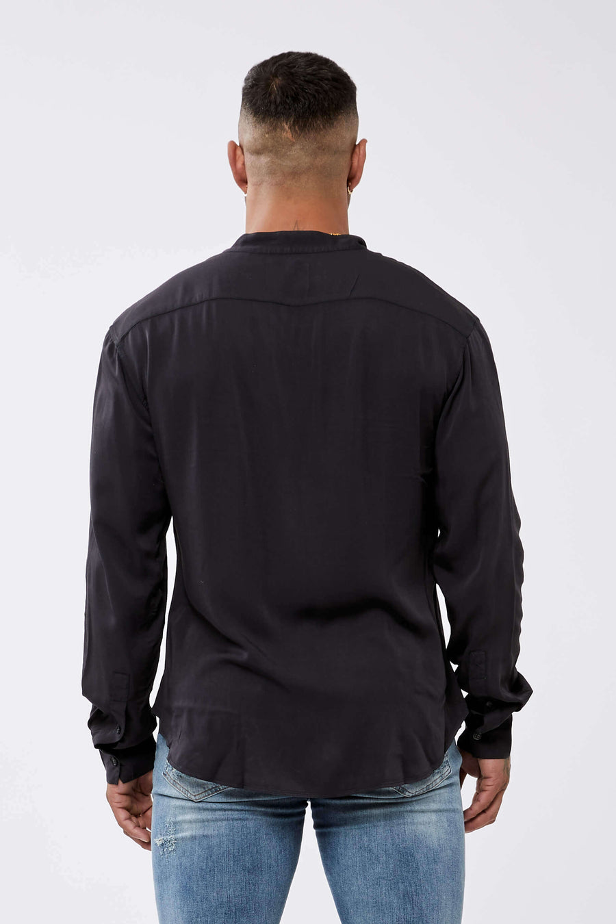 Legend London Shirts Soft Touch Collarless Shirt - Washed Black