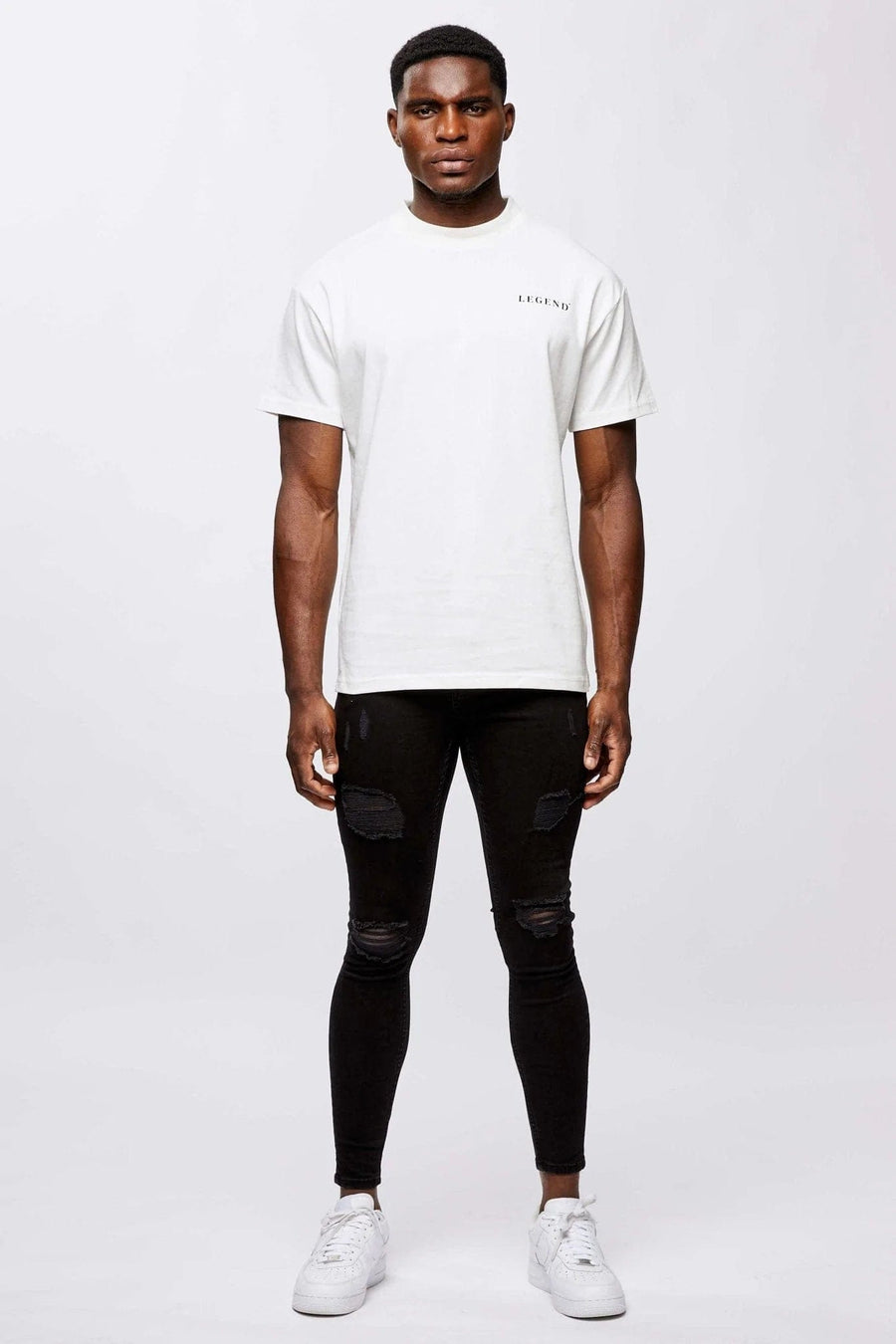 Legend London T-SHIRT BACK SPLIT LOGO T-SHIRT - CREAM
