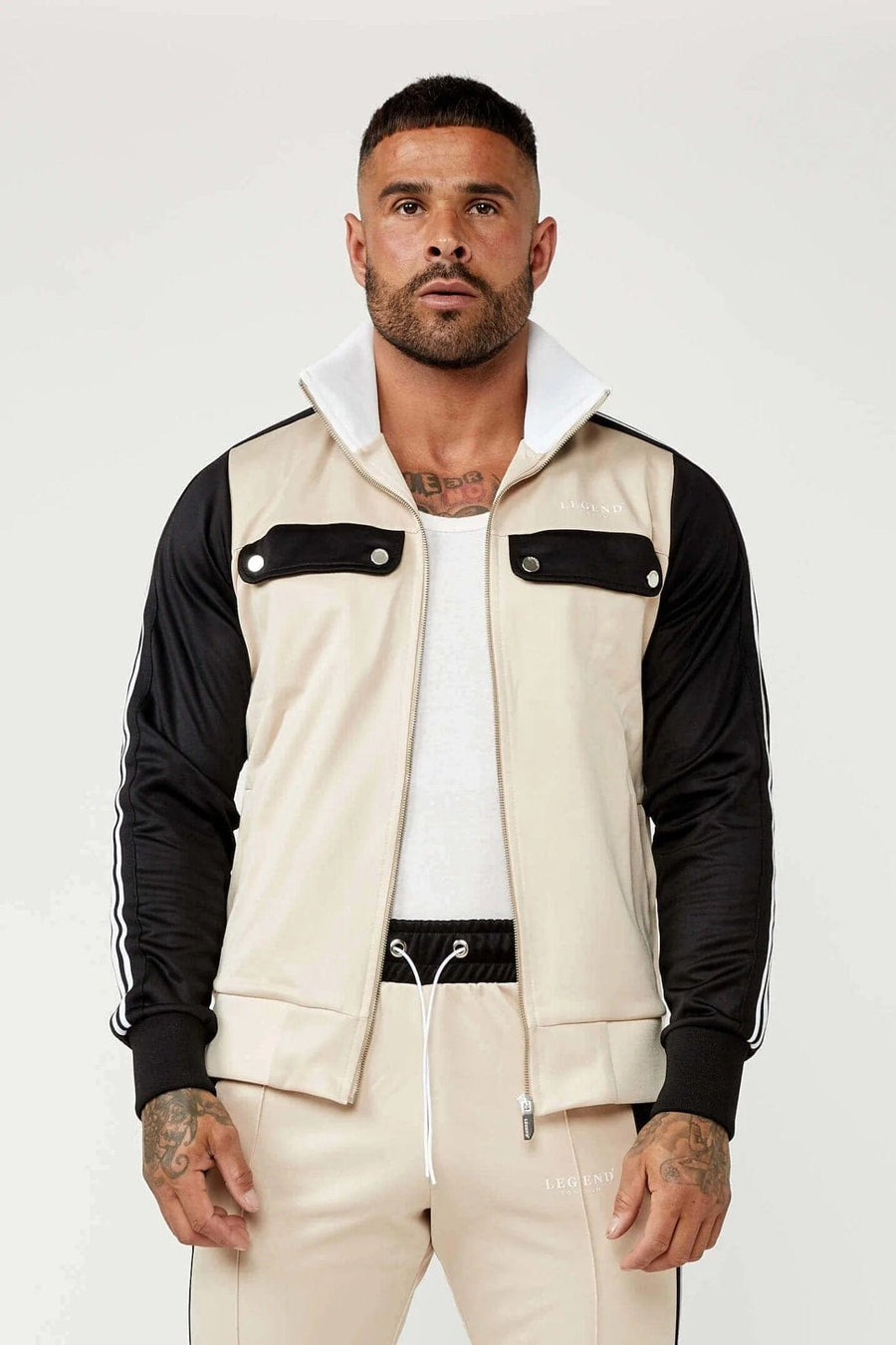 Legend London Tracksuit Sports Track  Jacket  - Cream