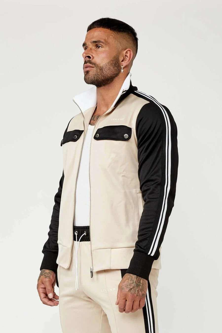 Legend London Tracksuit Sports Track  Jacket  - Cream