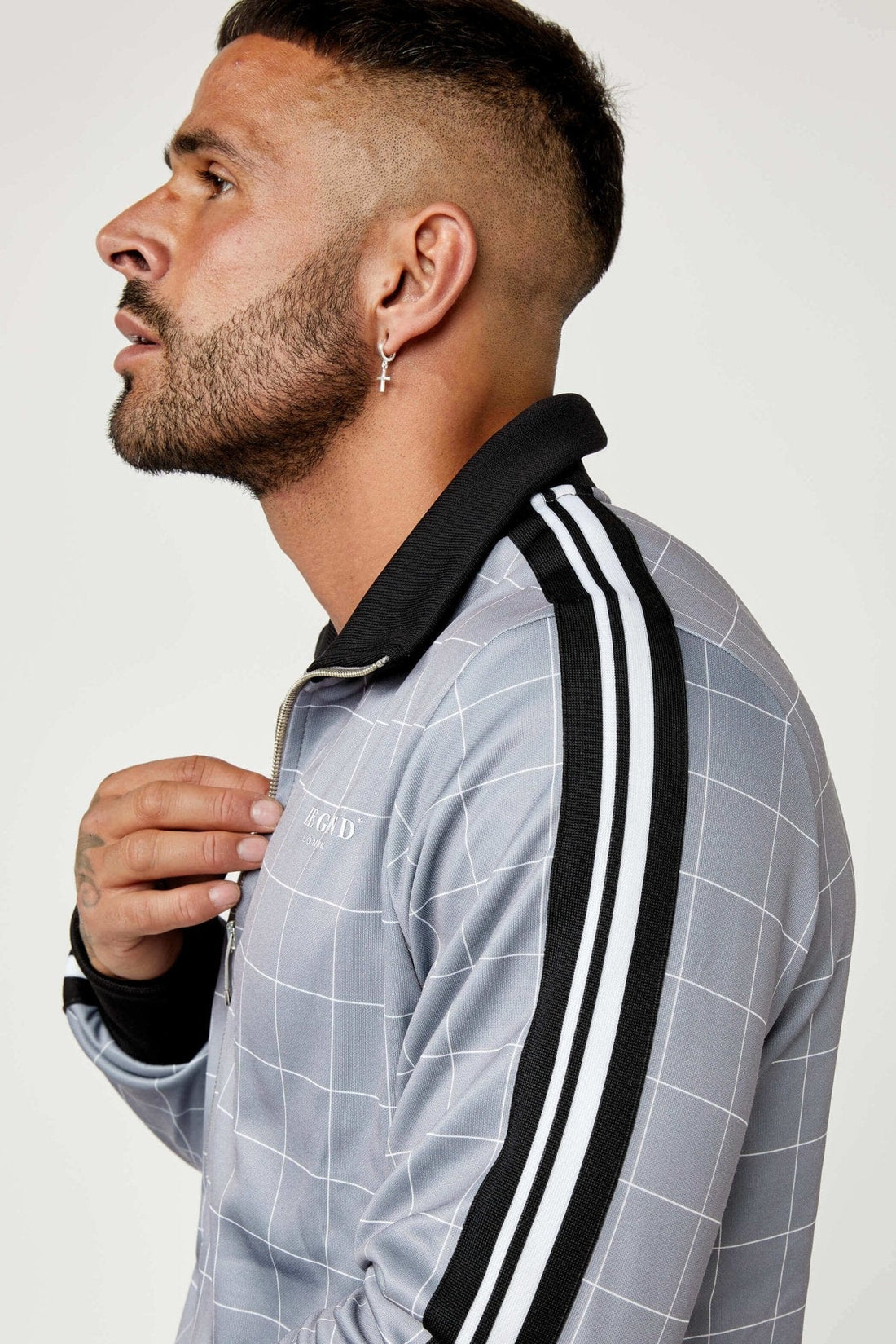 Legend London Tracksuit Track Jacket In Windowpane Check - Grey