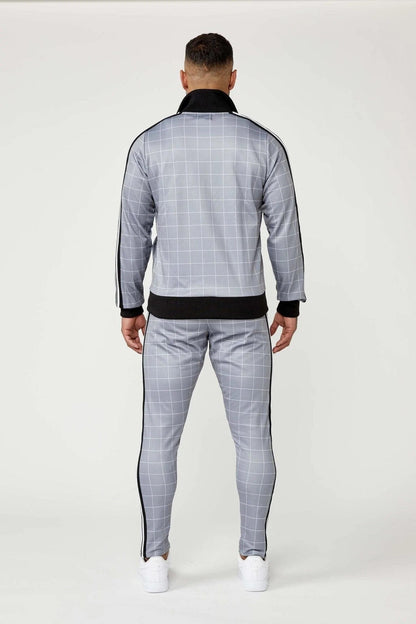 Legend London Tracksuit Track Jacket In Windowpane Check - Grey
