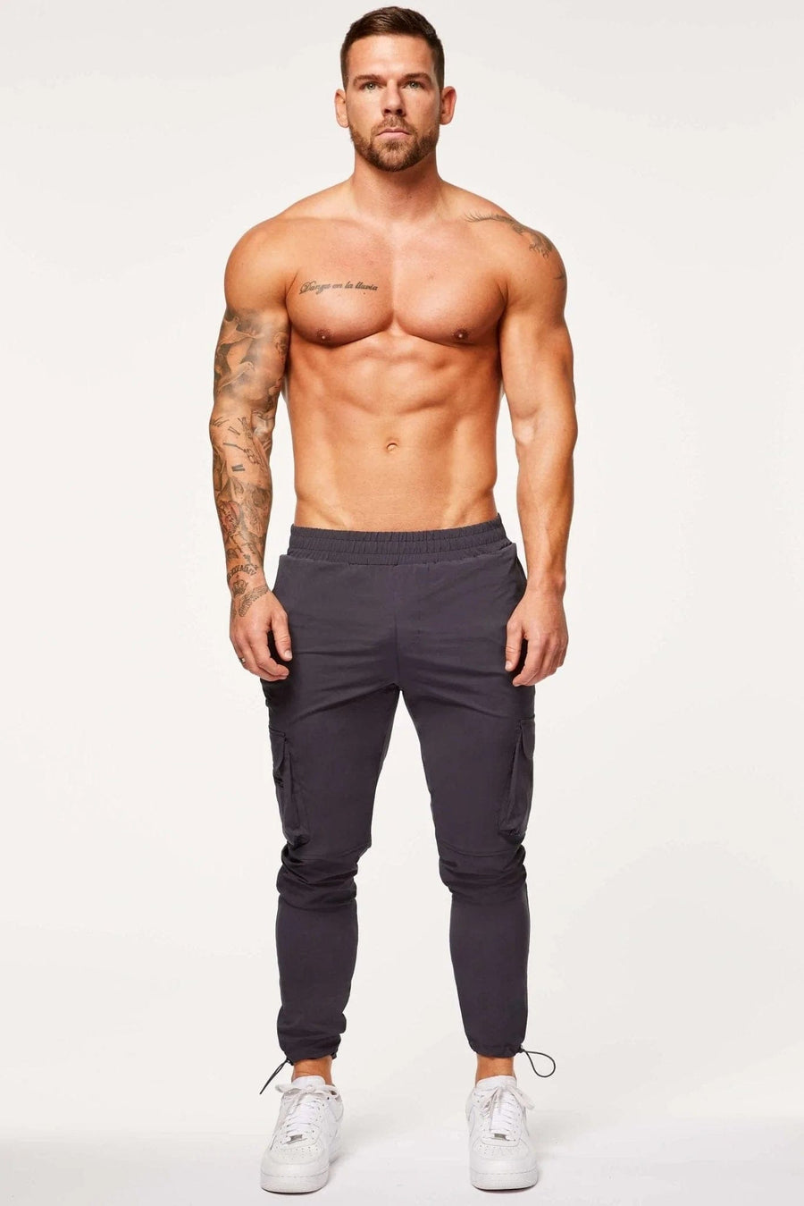 Legend London Trouser TECH STRETCH CARGO PANTS - DARK GREY