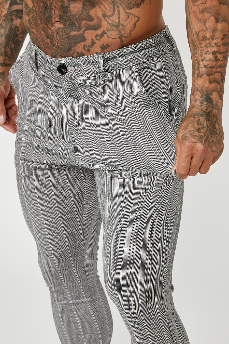 Legend London Trousers Pinstripe Trousers - Grey