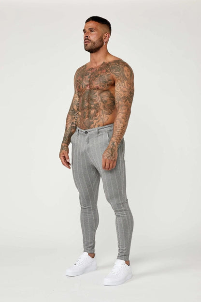 Legend London Trousers Pinstripe Trousers - Grey