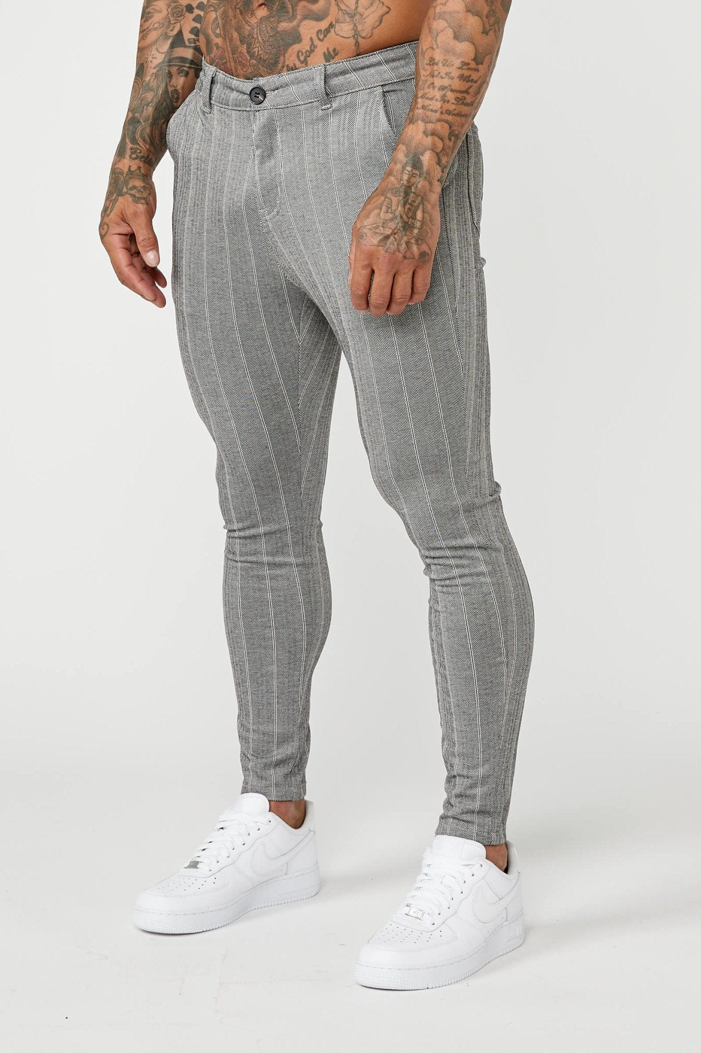 Legend London Trousers Pinstripe Trousers - Grey