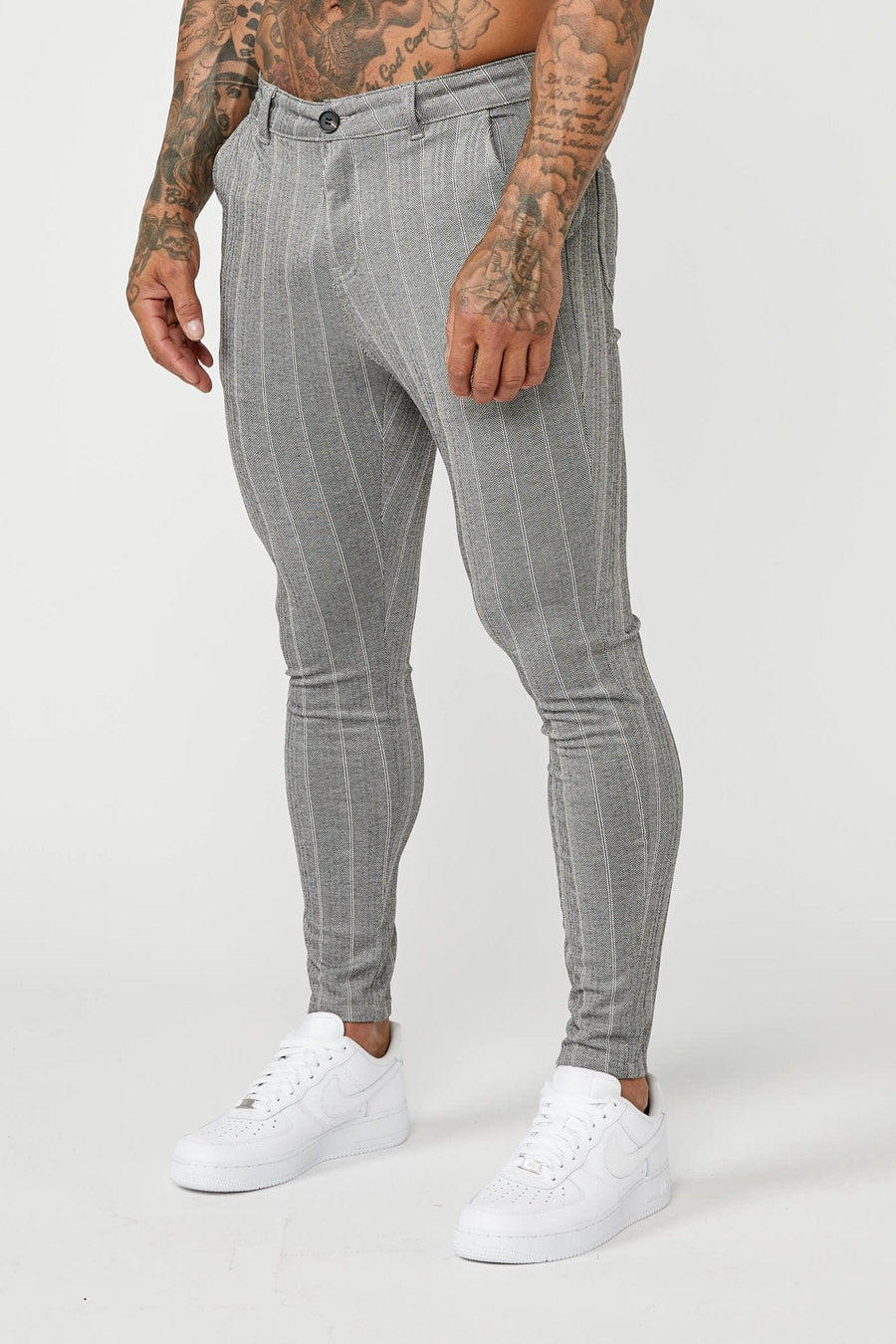 Legend London Trousers Pinstripe Trousers - Grey