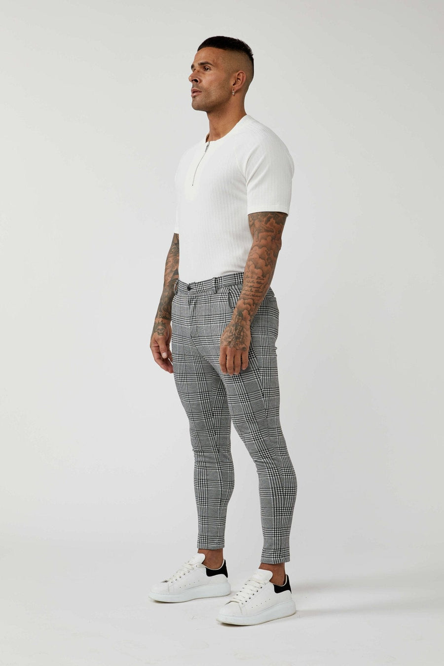 Legend London Trousers PREMIUM GREY CHECK STRETCH TROUSER