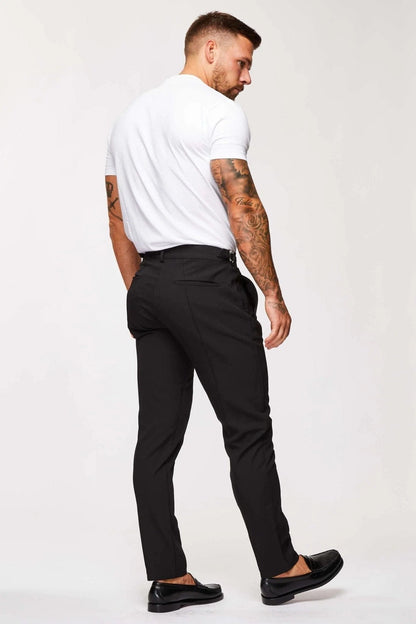 Legend London Trousers STRAIGHT LEG CINCH TROUSERS- BLACK