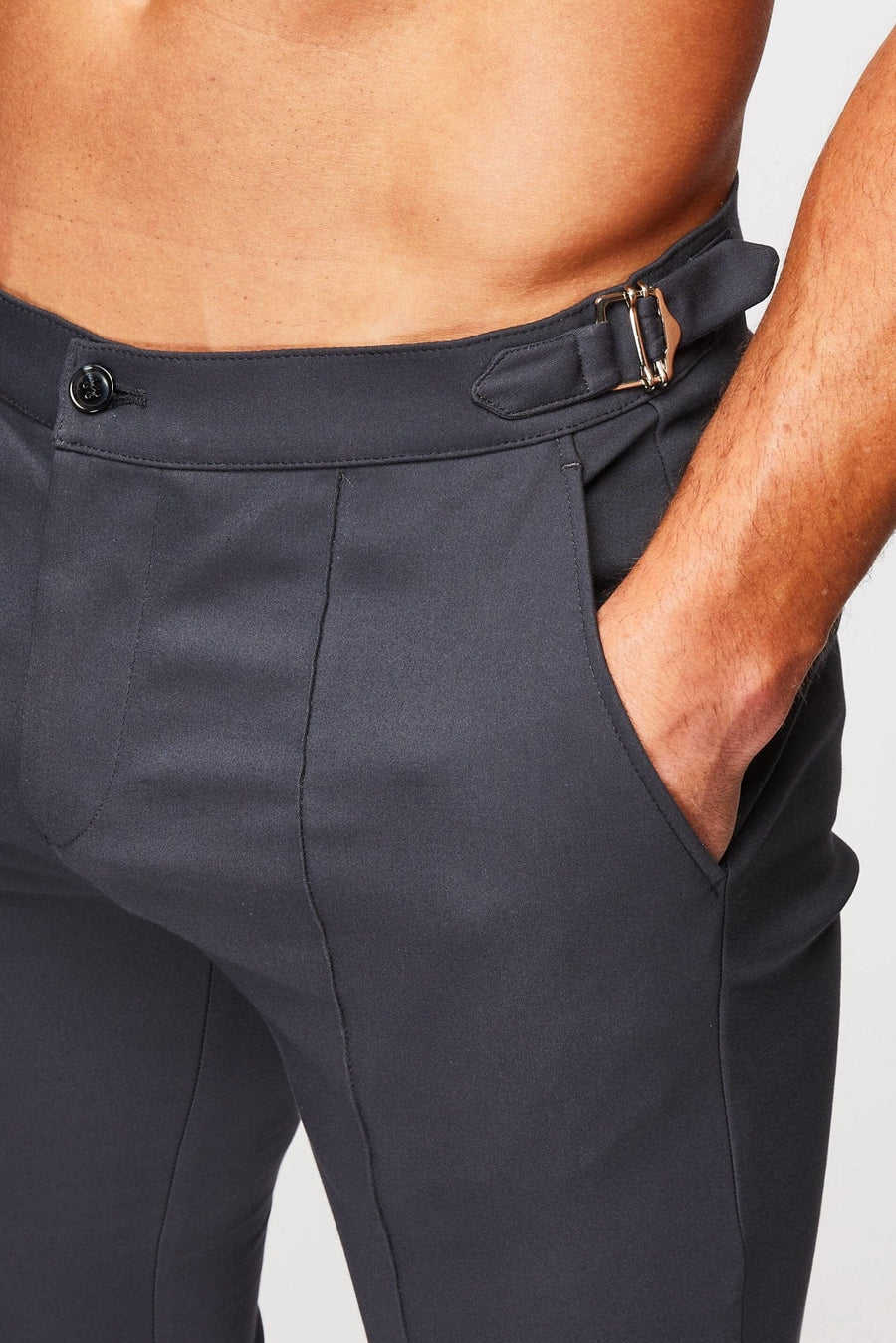 Legend London Trousers STRETCH TROUSER W/ SIDE CINCH - GREY