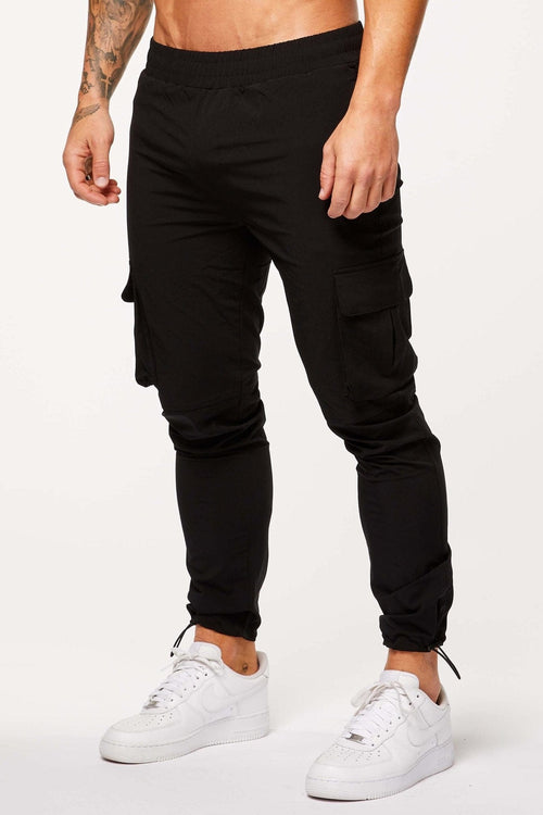 Legend London Trousers TECH STRETCH CARGO PANTS - BLACK