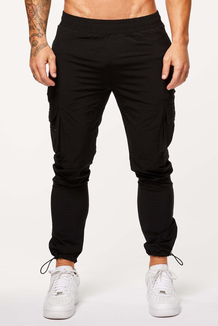 Legend London Trousers TECH STRETCH CARGO PANTS - BLACK