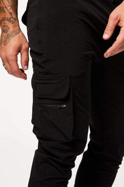 Legend London Trousers TECH STRETCH CARGO PANTS - BLACK