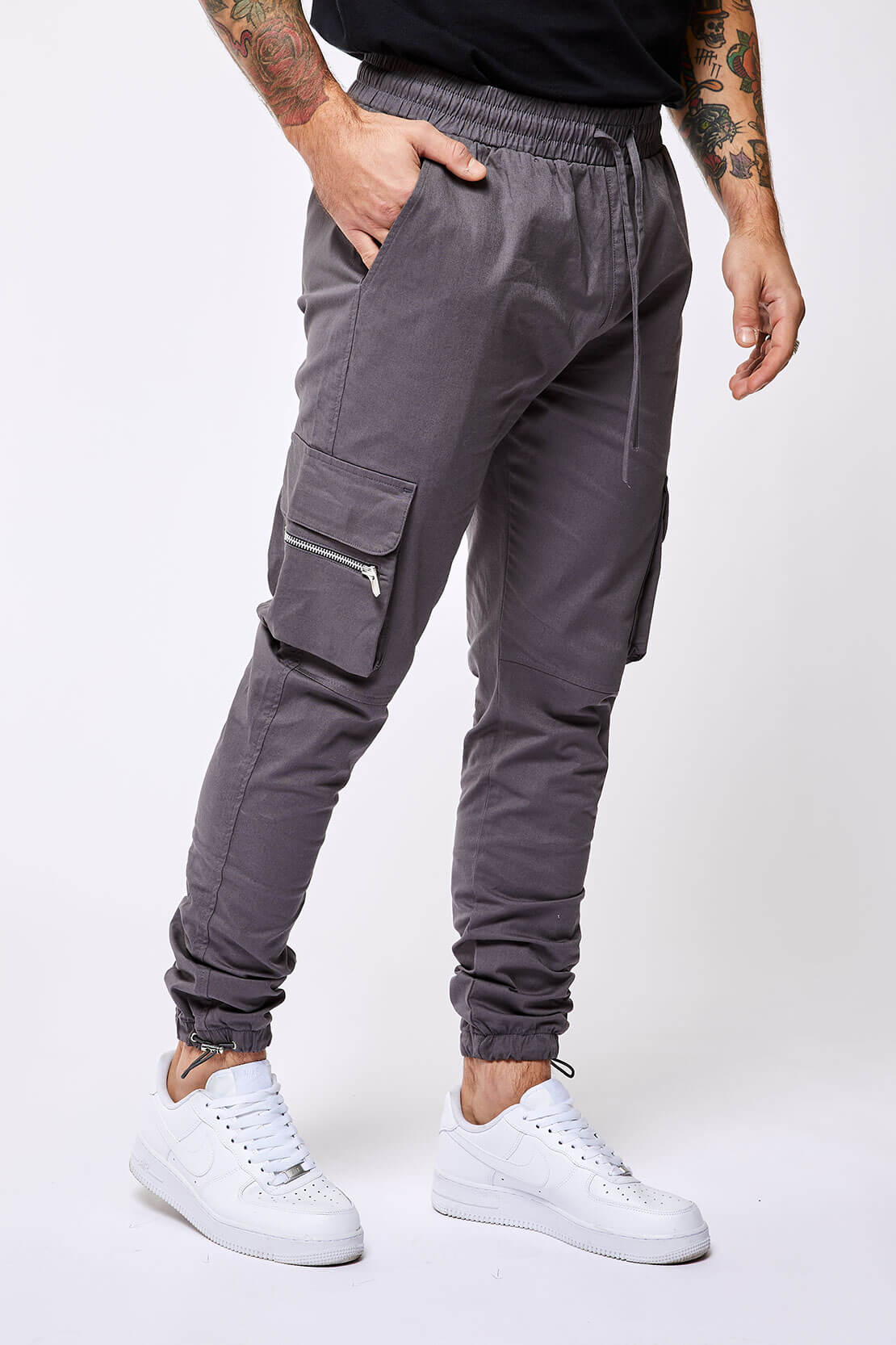 Legend London Trousers UTILITY CARGO PANTS - DARK GREY