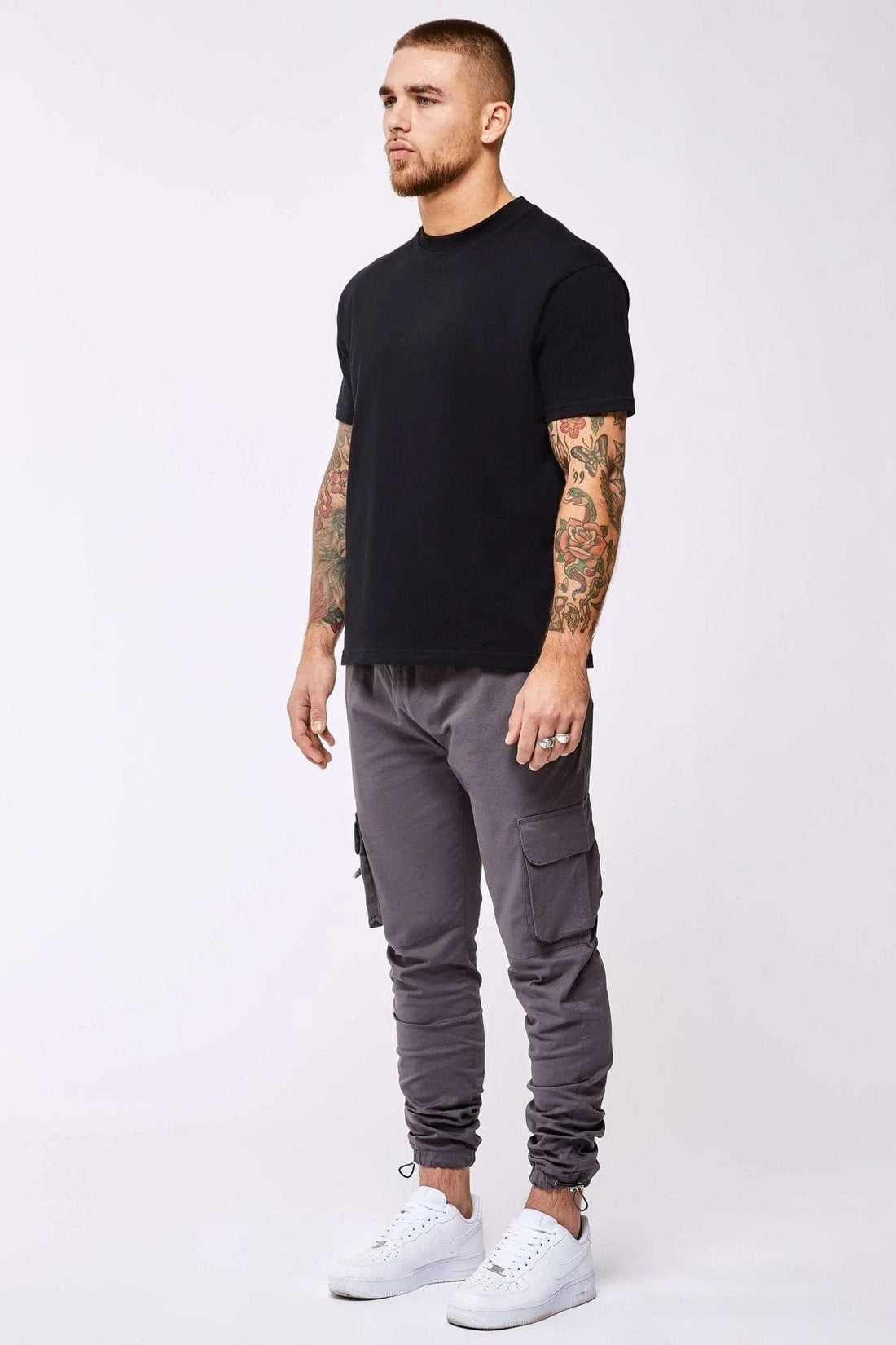 Legend London Trousers UTILITY CARGO PANTS - DARK GREY