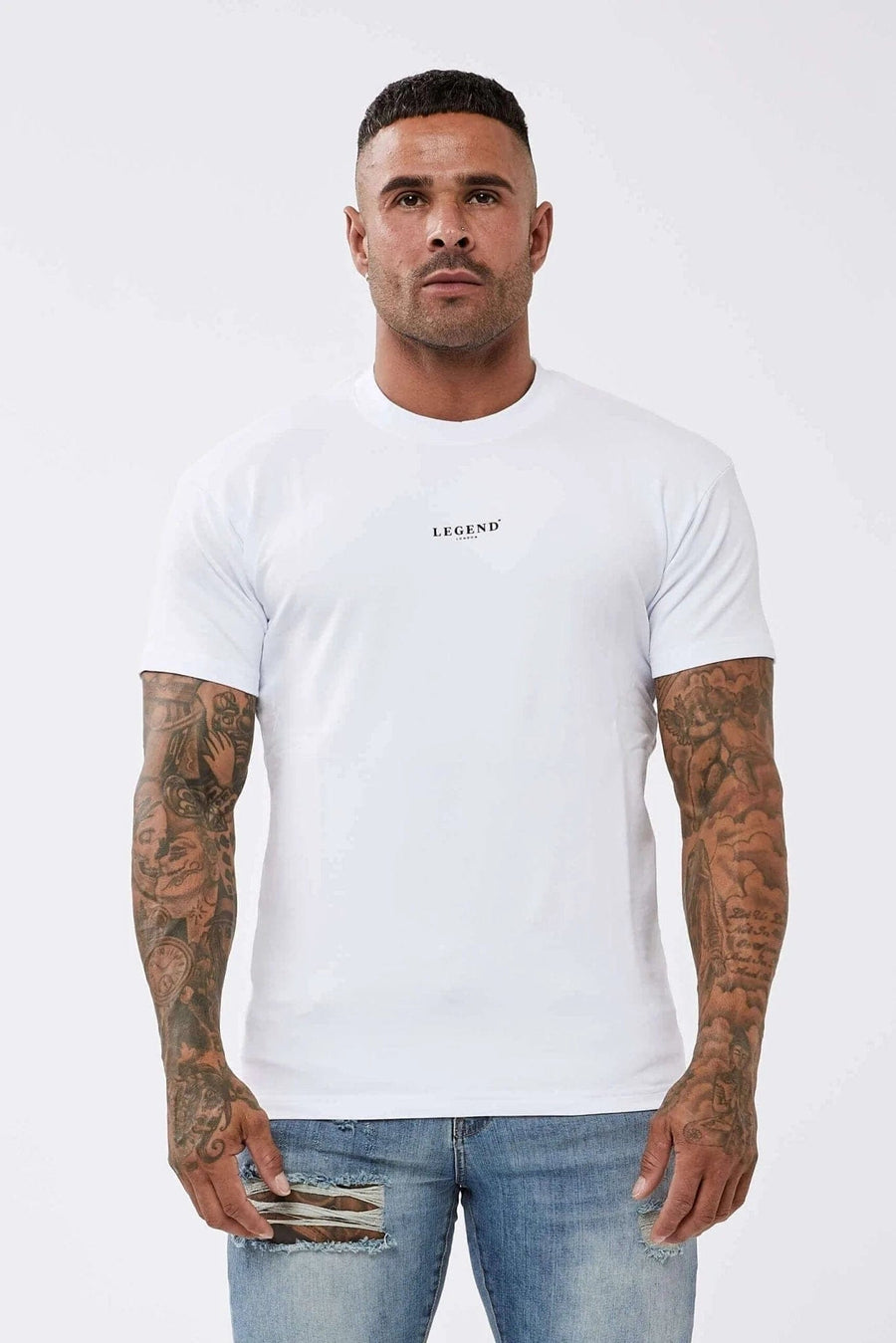 Legend London Tshirts CENTER LOGO T-SHIRT - WHITE