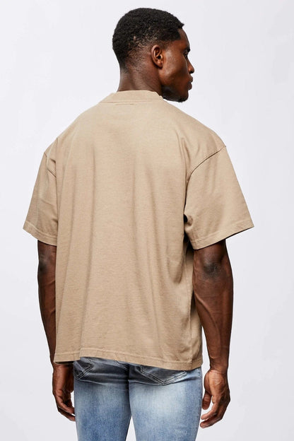 Legend London Tshirts MICRO LOGO OVERSIZED T-SHIRT - TAUPE BROWN