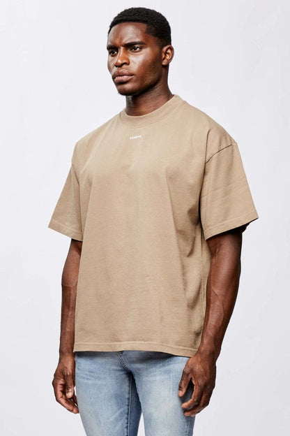 Legend London Tshirts MICRO LOGO OVERSIZED T-SHIRT - TAUPE BROWN