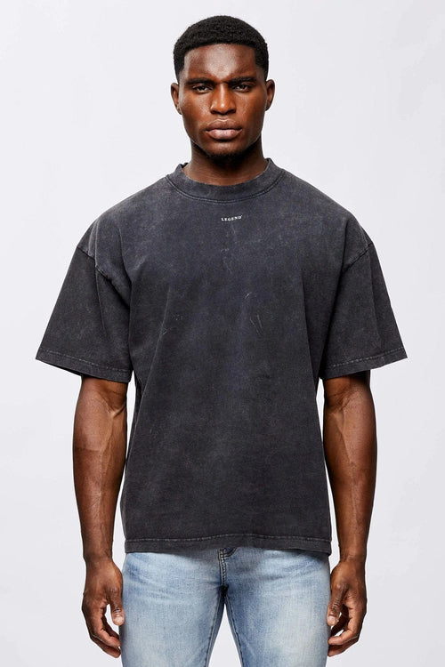Legend London Tshirts MICRO LOGO OVERSIZED T-SHIRT - WASHED GREY