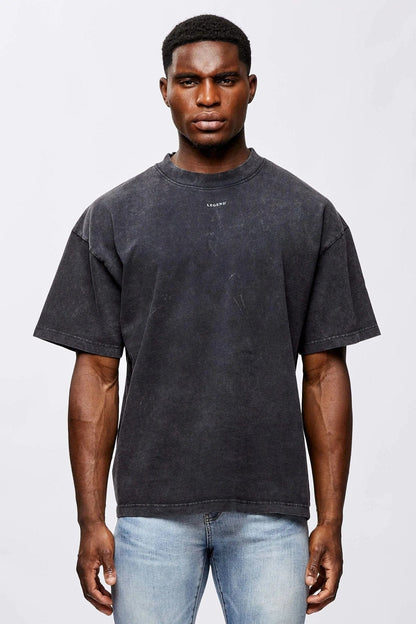 Legend London Tshirts MICRO LOGO OVERSIZED T-SHIRT - WASHED GREY