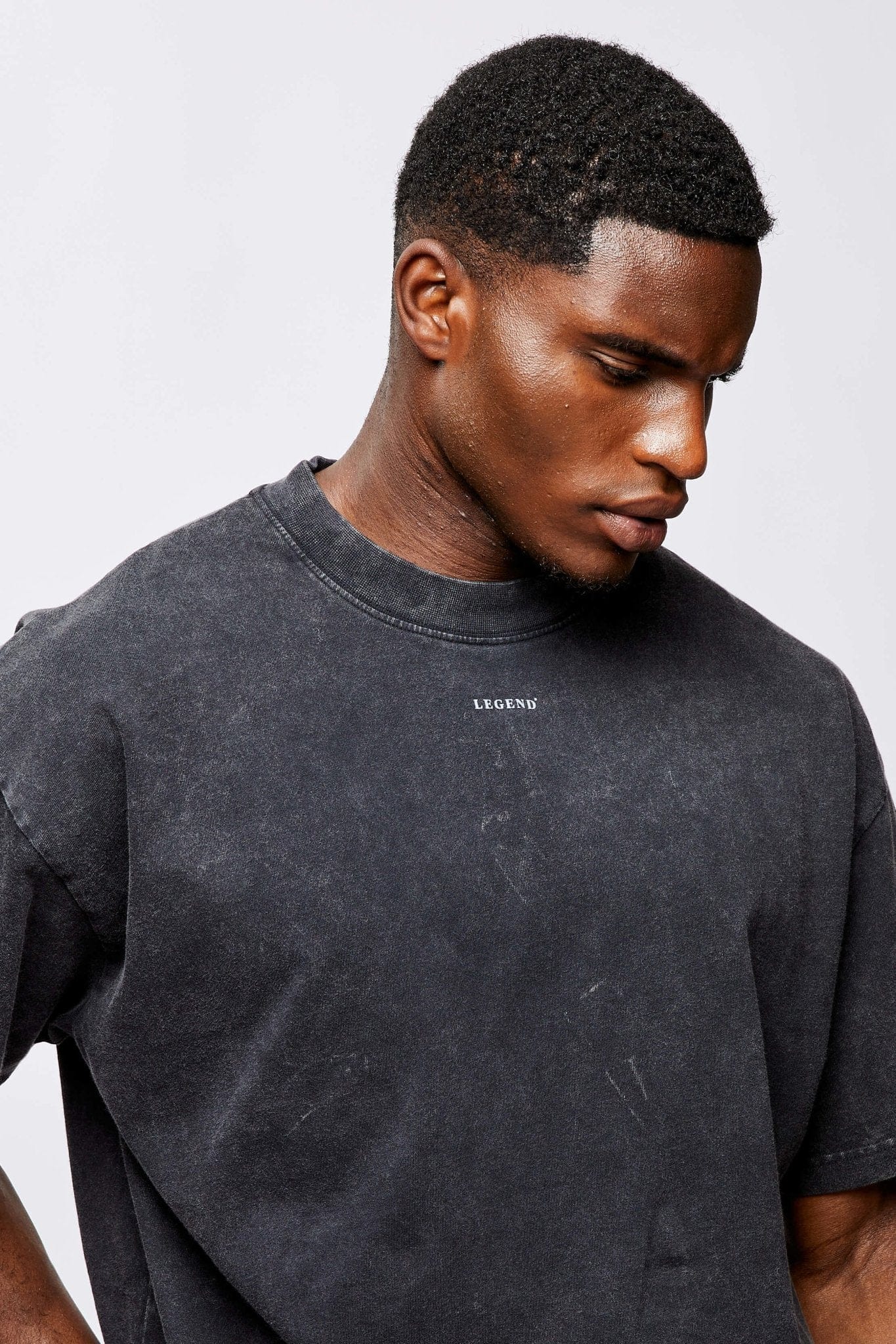 Legend London Tshirts MICRO LOGO OVERSIZED T-SHIRT - WASHED GREY
