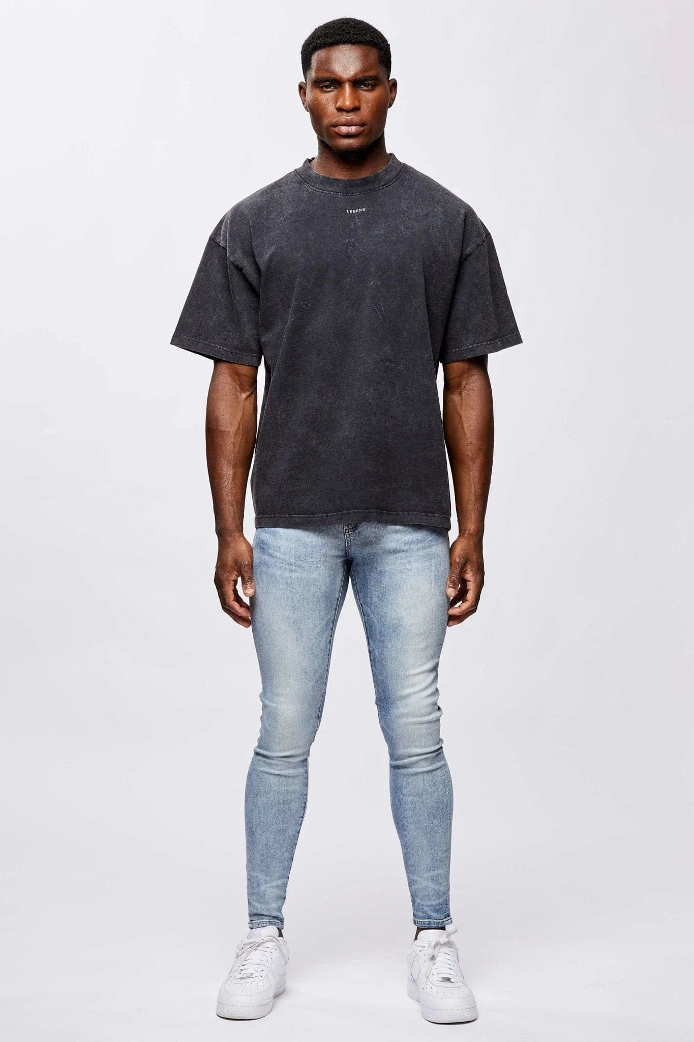 Legend London Tshirts MICRO LOGO OVERSIZED T-SHIRT - WASHED GREY