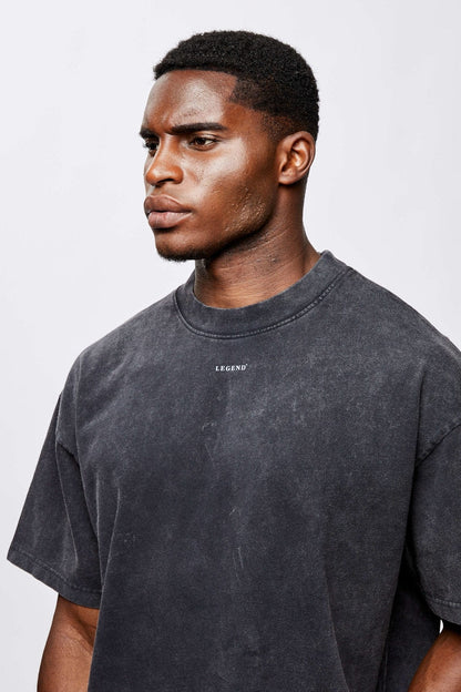 Legend London Tshirts MICRO LOGO OVERSIZED T-SHIRT - WASHED GREY