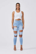 Legend London Damenjeans SKINNY JEANS MULTI RIPPED - Hellblau