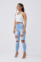 alt
Legend London Damenjeans SKINNY JEANS MULTI RIPPED - Hellblau