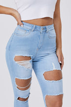 Legend London Damenjeans SKINNY JEANS MULTI RIPPED - Hellblau