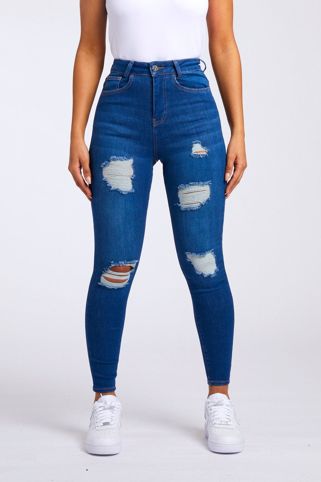 Netherlands Ripped Blue Dark Blue Ripped Skinny Jeans