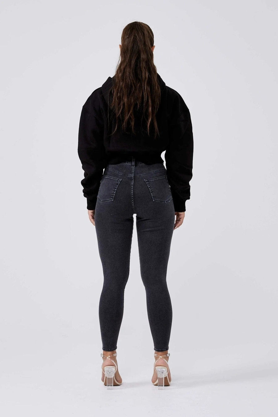 LEGEND LONDON Womens Hoodies CENTER LOGO CROPPED HOODIE - BLACK