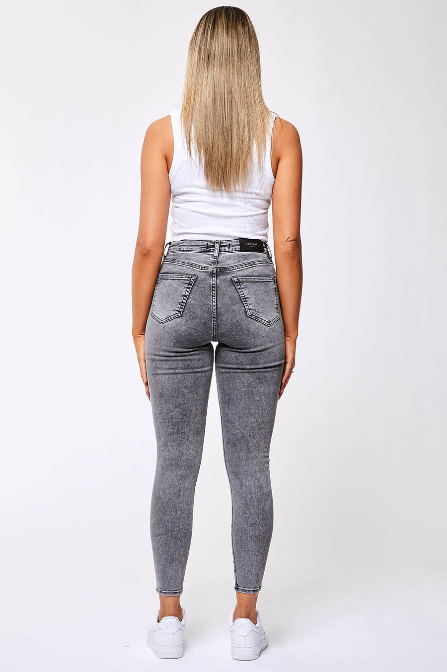 Legend London Womens Jeans SKINNY JEANS - ACID GREY WASH