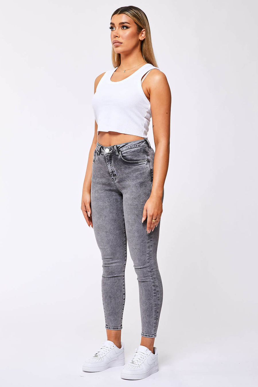 Legend London Womens Jeans SKINNY JEANS - ACID GREY WASH