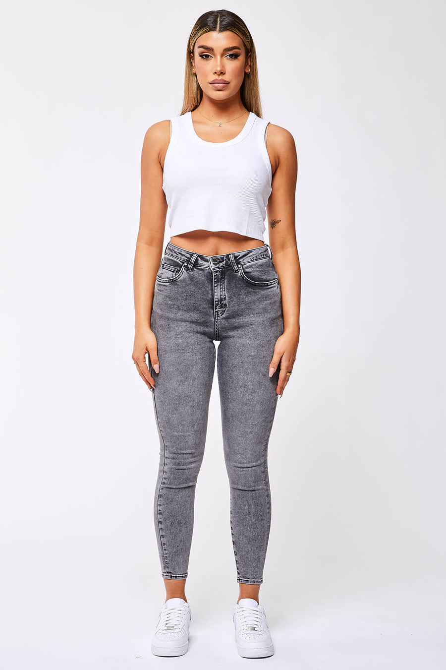 Legend London Womens Jeans SKINNY JEANS - ACID GREY WASH
