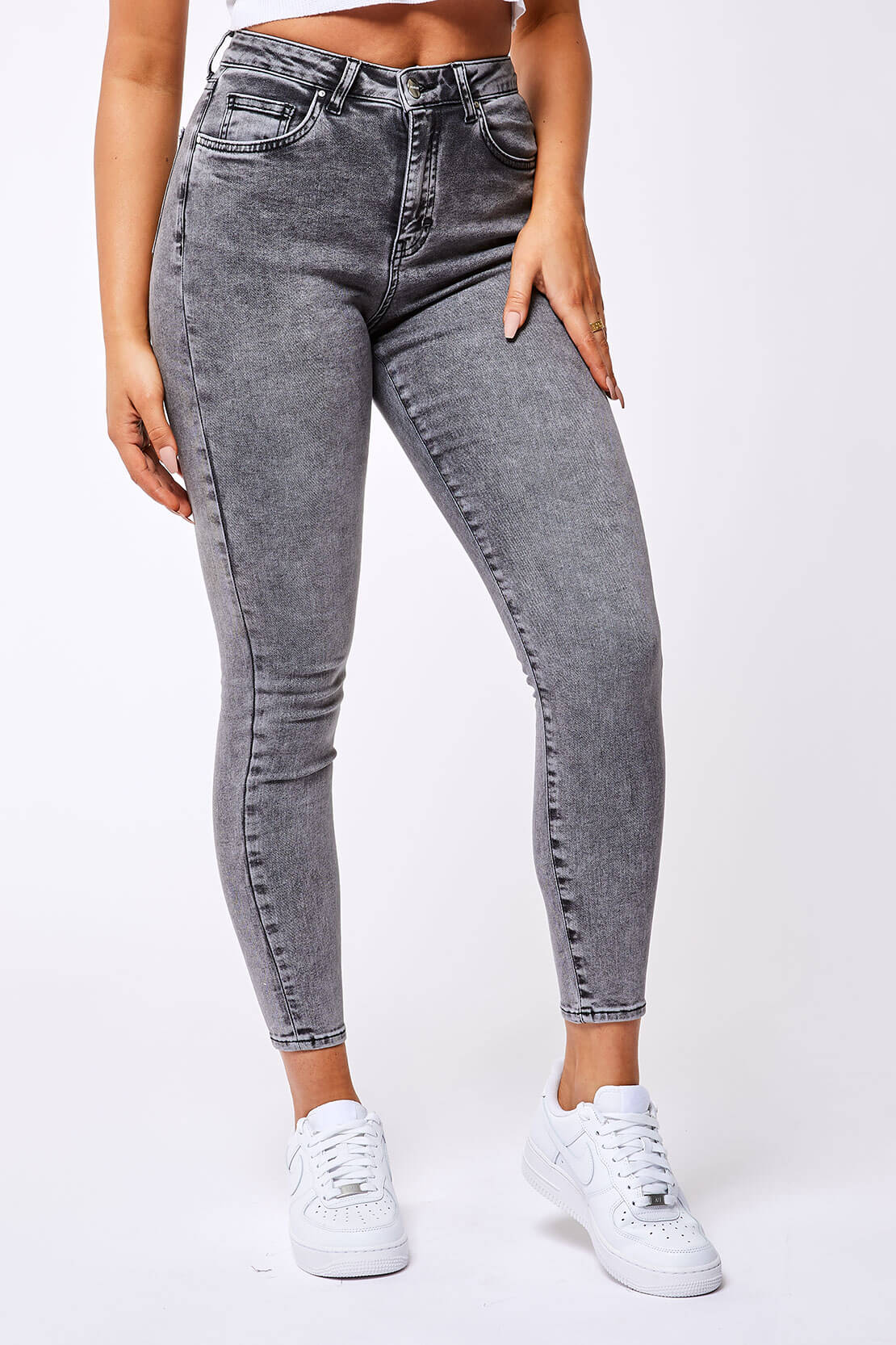 Legend London Womens Jeans SKINNY JEANS - ACID GREY WASH