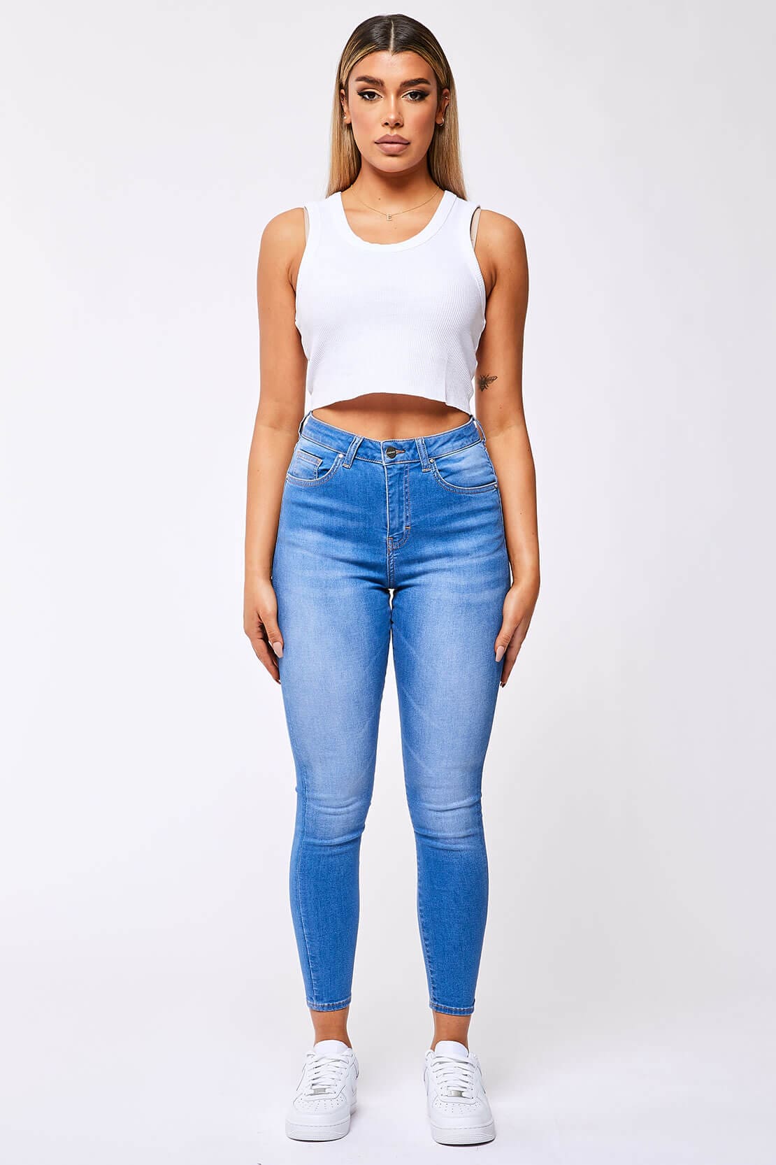 Legend London Womens Jeans SKINNY JEANS - STRONG WASHED AQUA BLUE