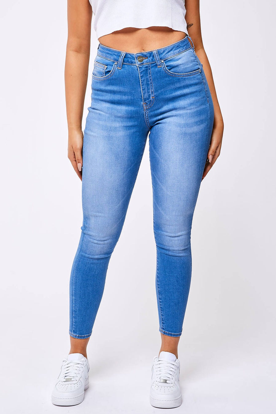 Legend London Womens Jeans SKINNY JEANS - STRONG WASHED AQUA BLUE